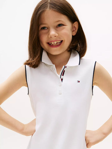 Girls Sleeveless Pleated Polo Dress