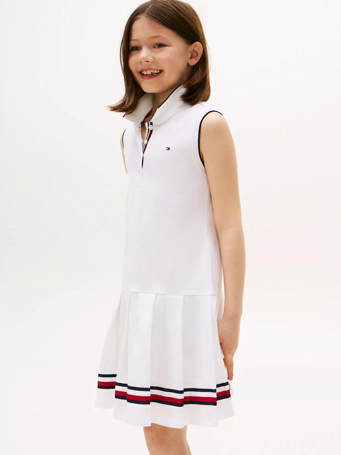 Girls Sleeveless Pleated Polo Dress