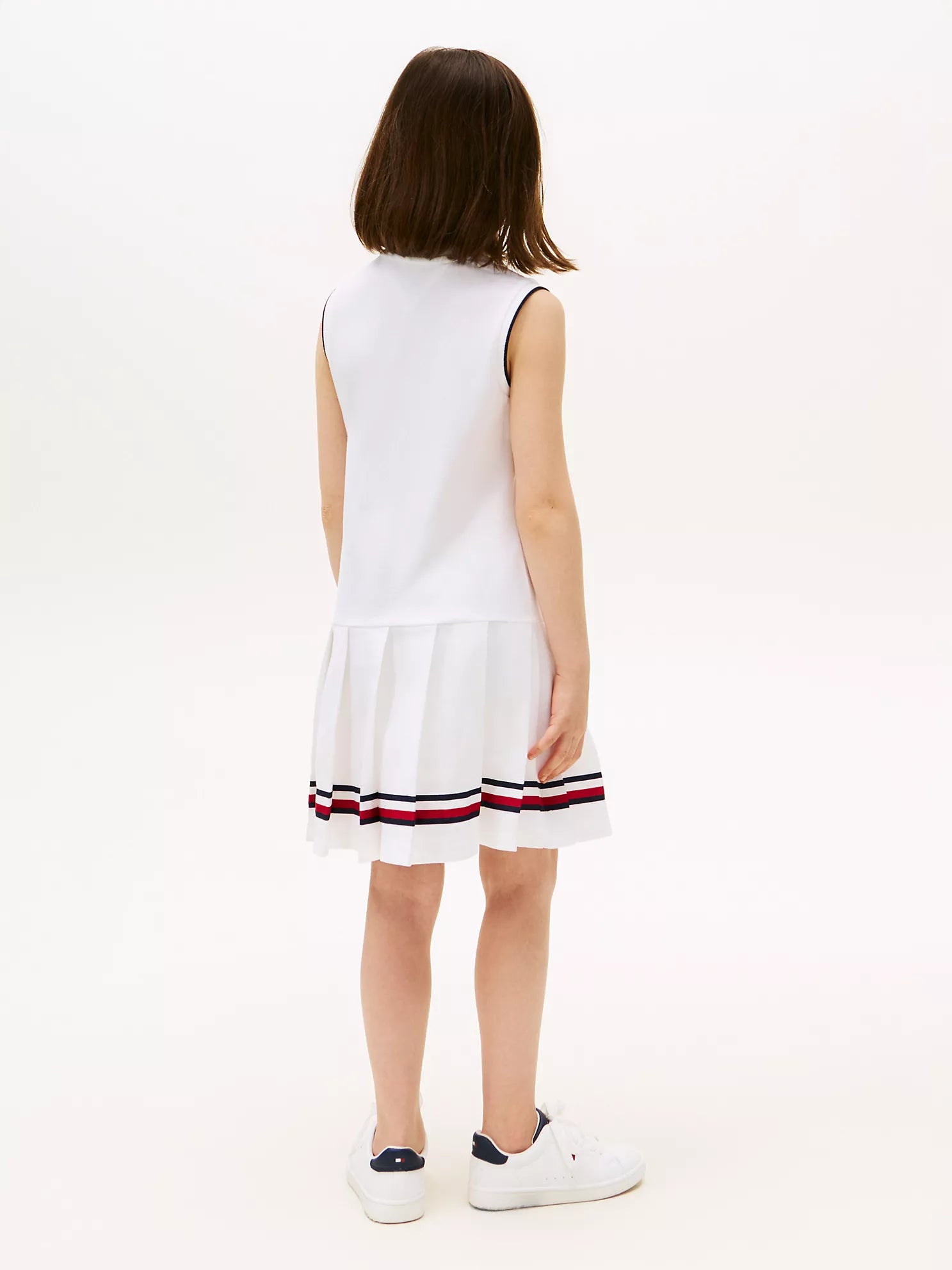 Girls Sleeveless Pleated Polo Dress
