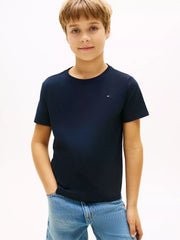 Tommy Hilfiger Kids' Everyday Cotton Crewneck Logo T-Shirt Navy