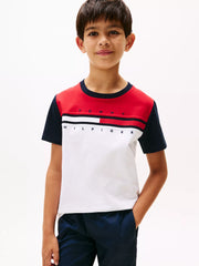 Tommy Hilfiger Boys Colorblock Flag Stripe Short Sleeve Cotton T-Shirt
