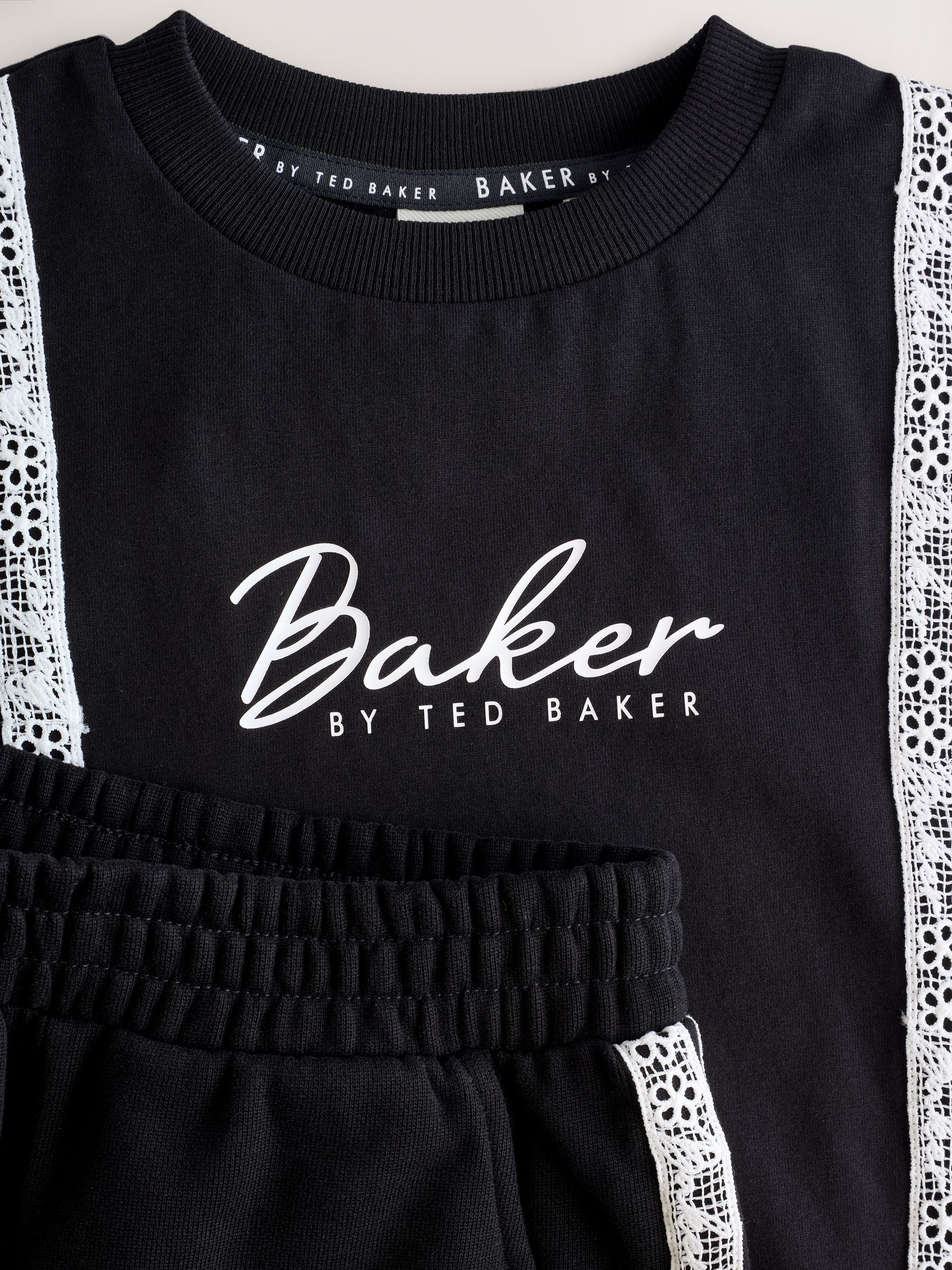Baker by Ted Baker 2 Piece Lace Trim T-Shirt & Shorts Set
