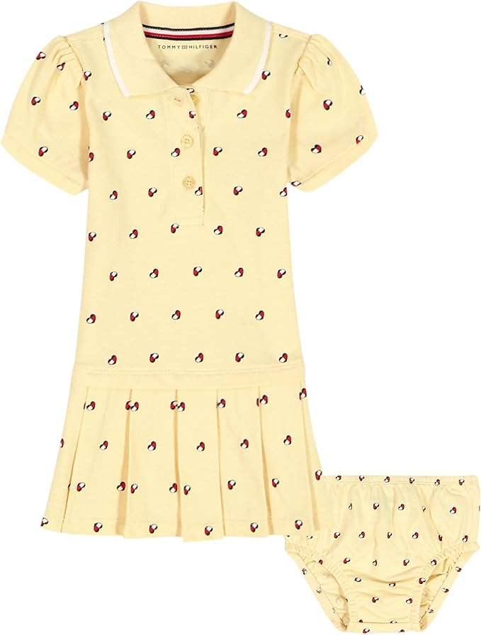 Tommy Hilfiger Adaptive Baby Girls' 2-piece Dress with Matching Bloomers