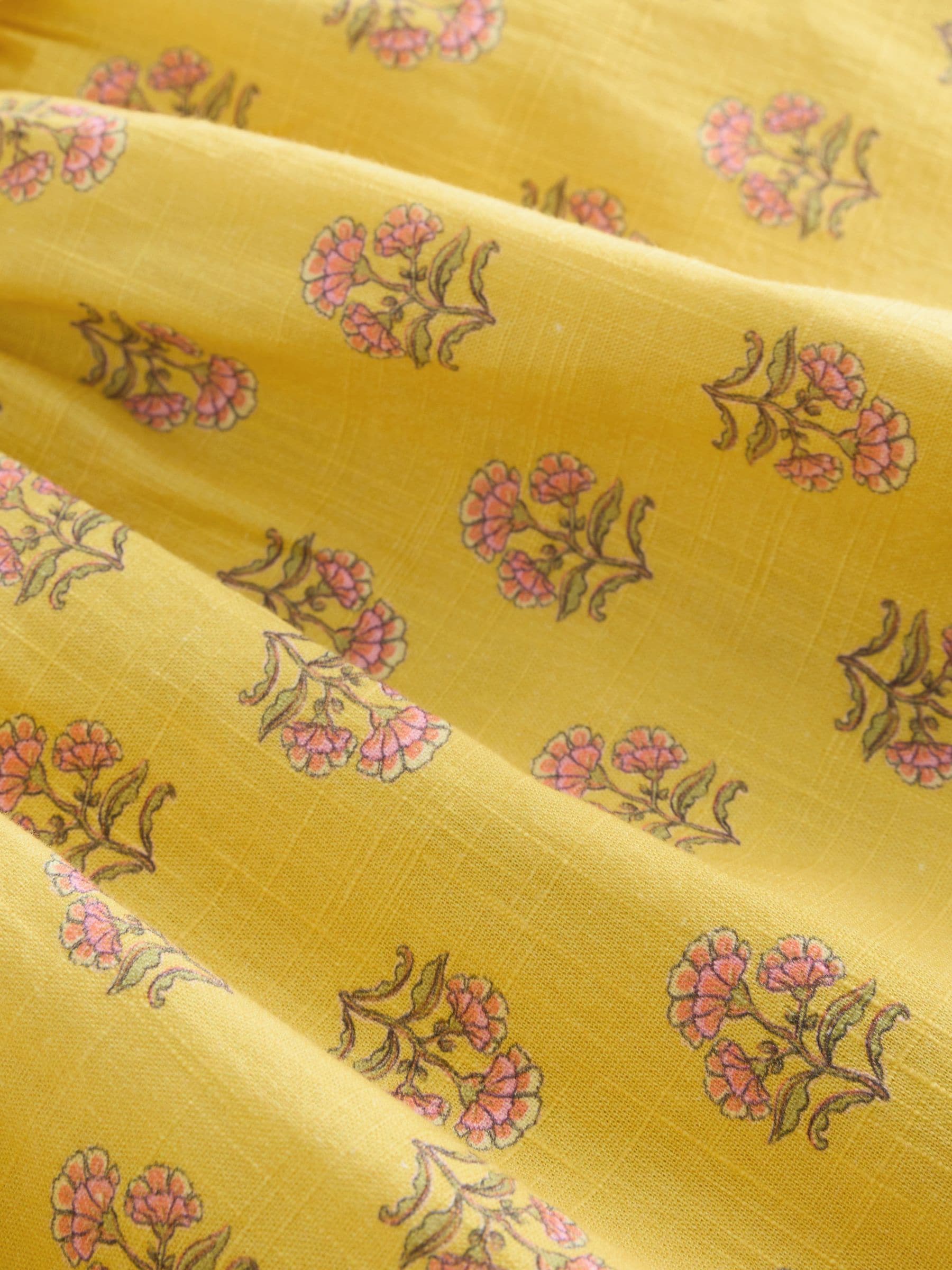 Yellow Woodblock Sleeveless Peplum Dress (3mths-8yrs)