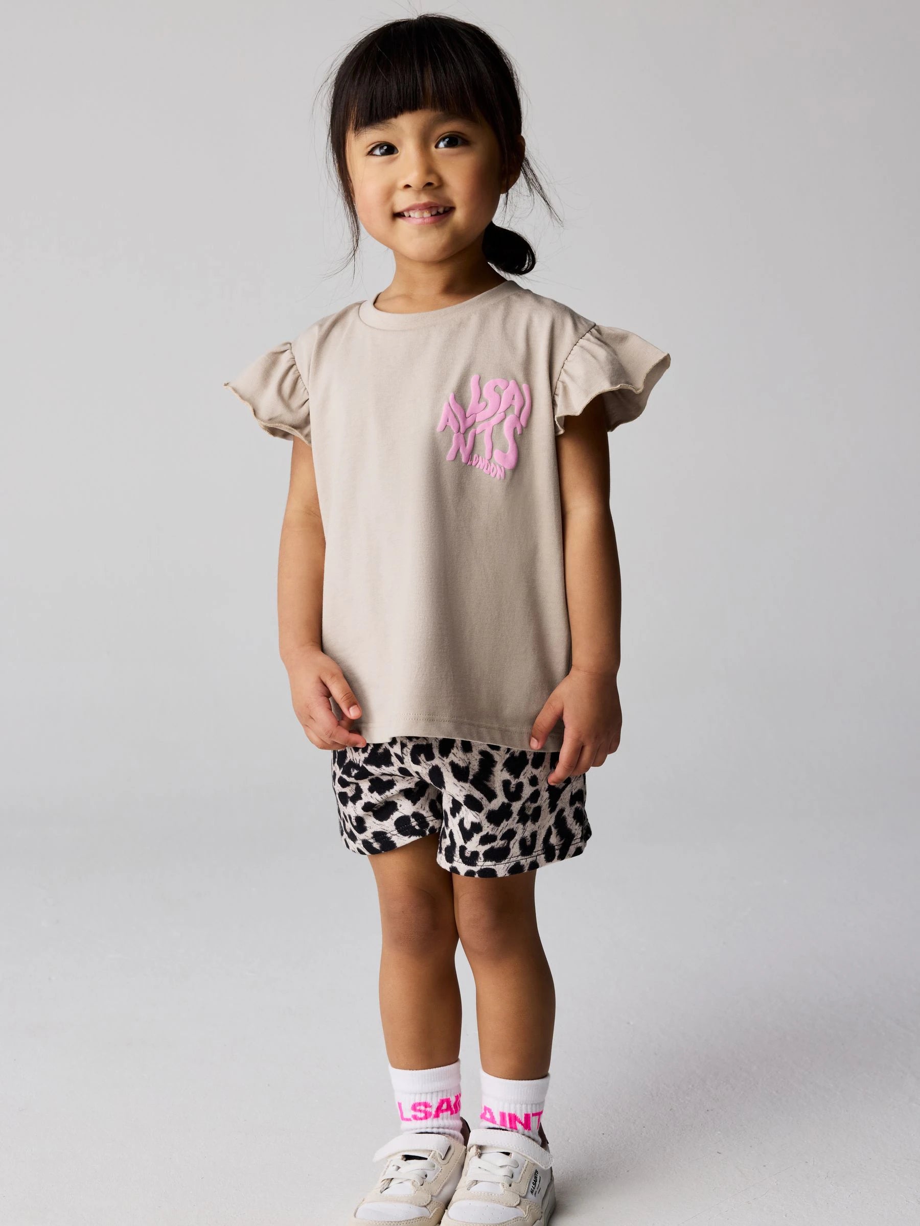 smALLSAINTS Leopard Orlando Frill T-Shirt and Sweat Short Younger Set