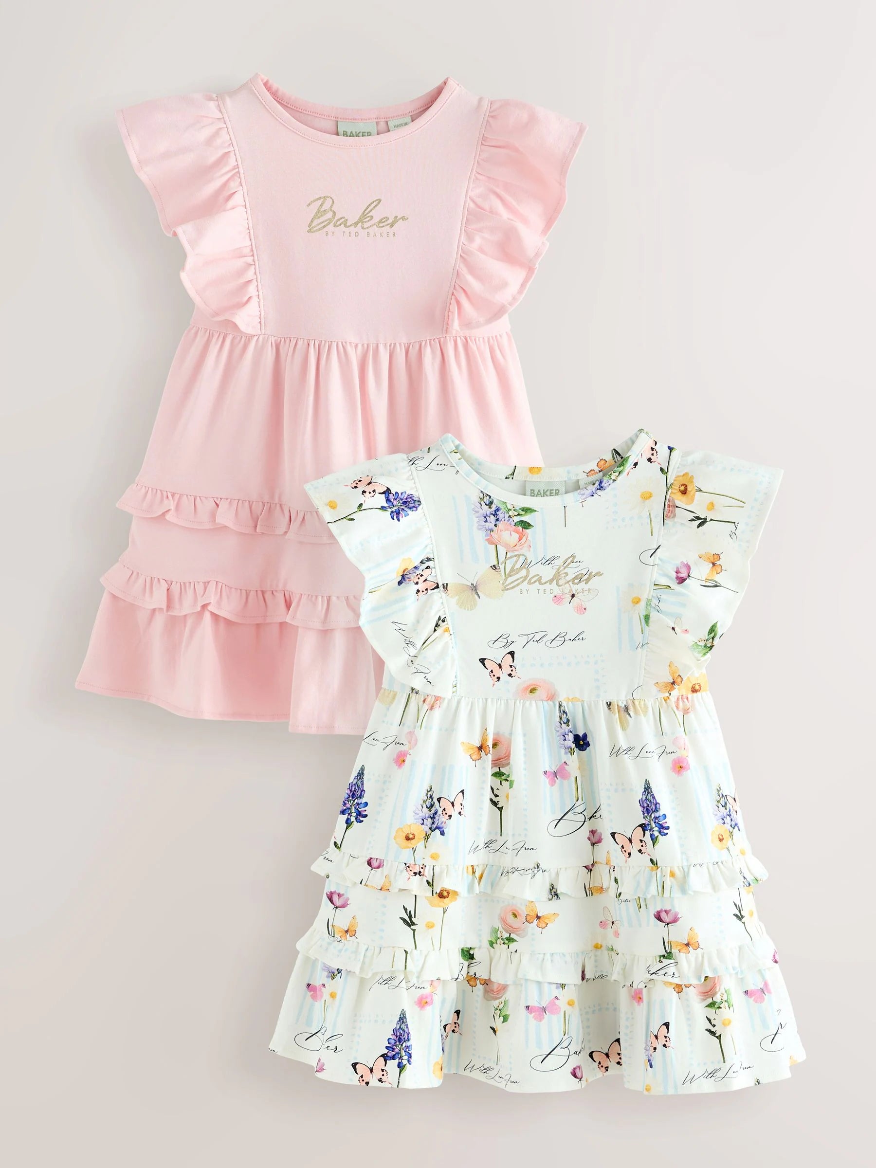 Baker by Ted Baker Printed Ruffle Jersey Dresses 2 Pack