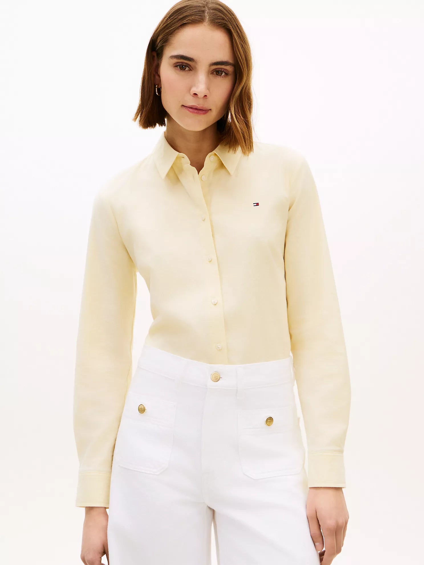 woman Regular Fit Stretch Oxford Shirt Tommy Hilfiger