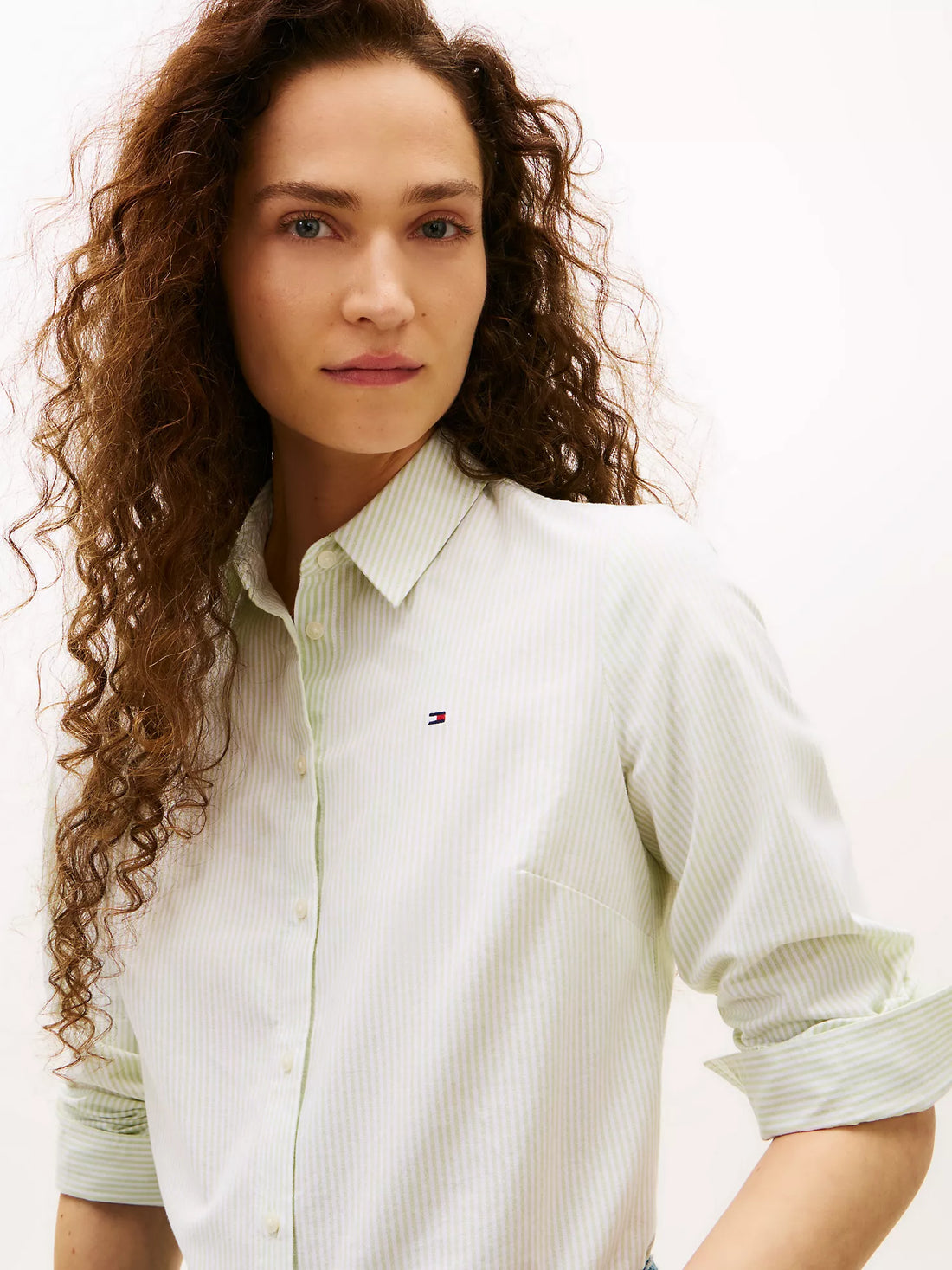 woman Regular Fit Stripe Stretch Oxford Shirt Tommy Hilfiger