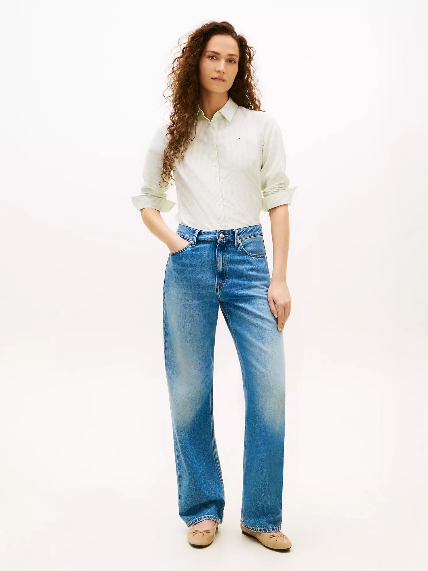 Regular Fit Striped Stretch Oxford Shirt