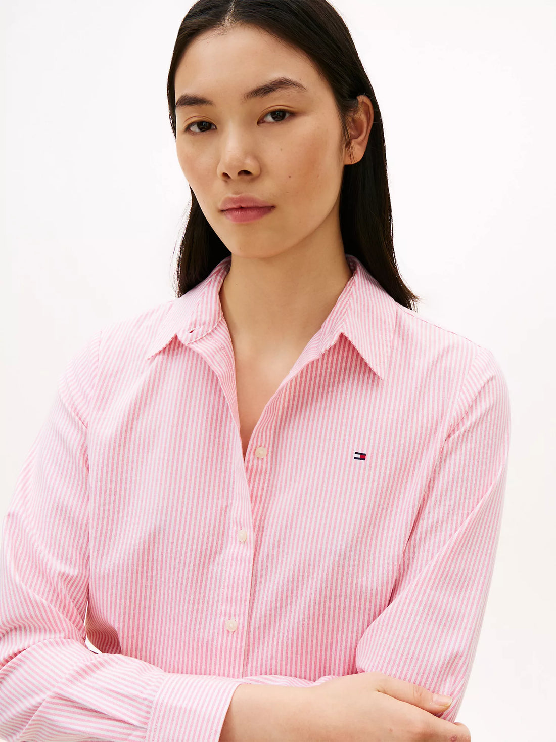 woman Regular Fit Stripe Stretch Oxford Shirt Tommy Hilfiger