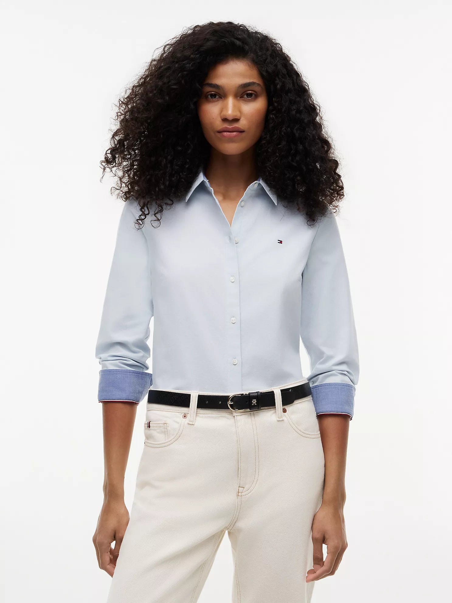woman Regular Fit Stretch Oxford Shirt Tommy Hilfiger