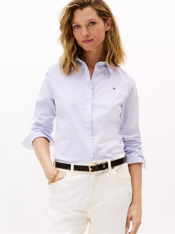 woman Regular Fit Stripe Stretch Oxford Shirt Tommy Hilfiger