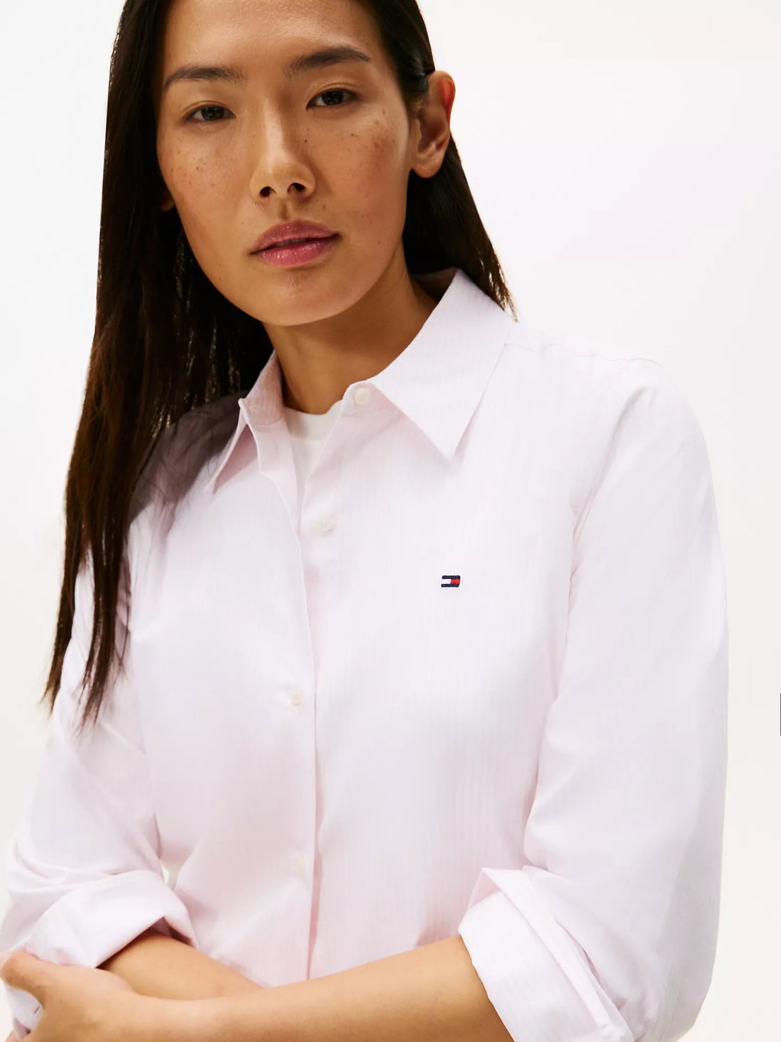 woman Regular Fit Stripe Stretch Oxford Shirt Tommy Hilfiger