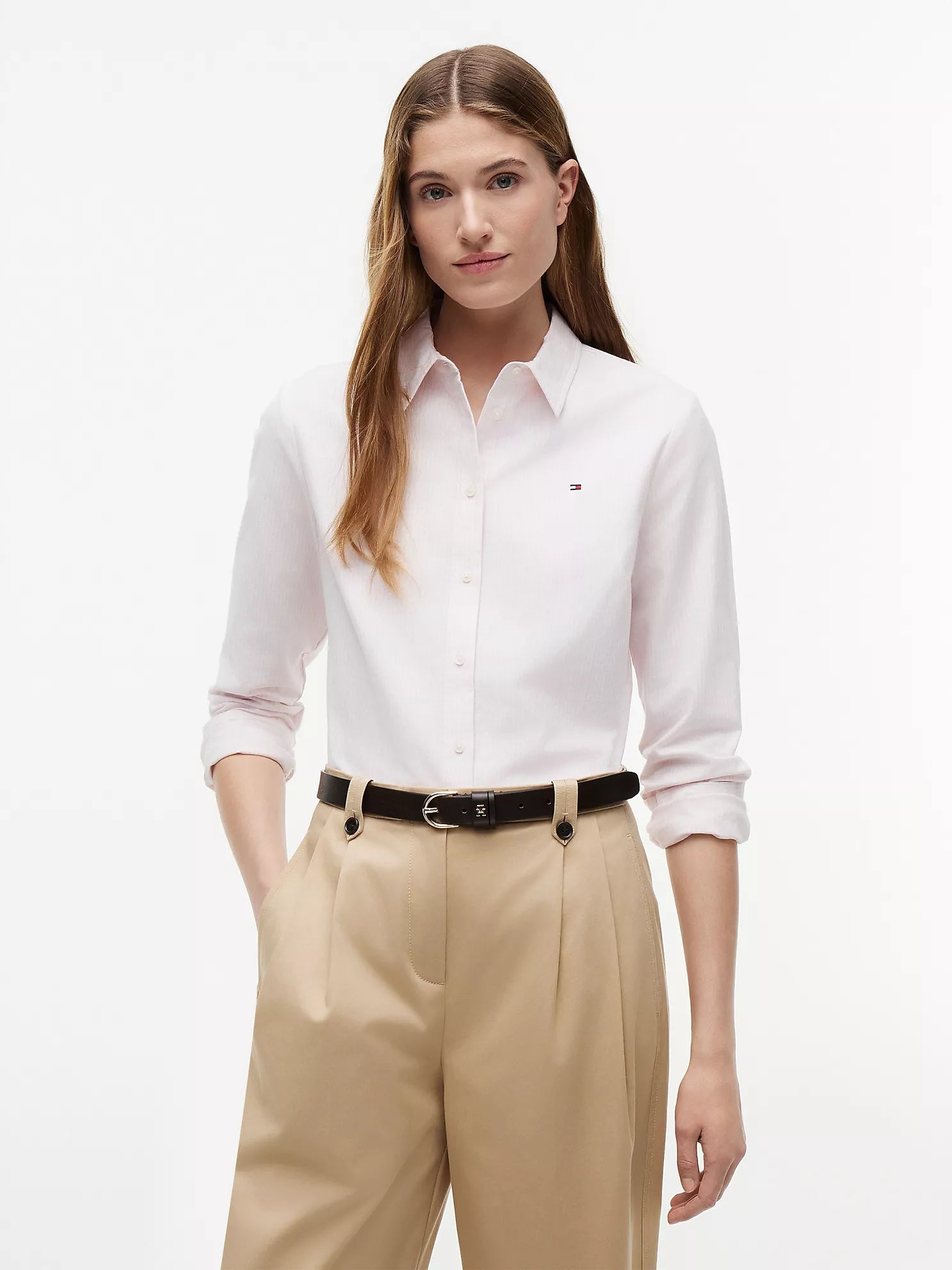 Regular Fit Striped Stretch Oxford Shirt