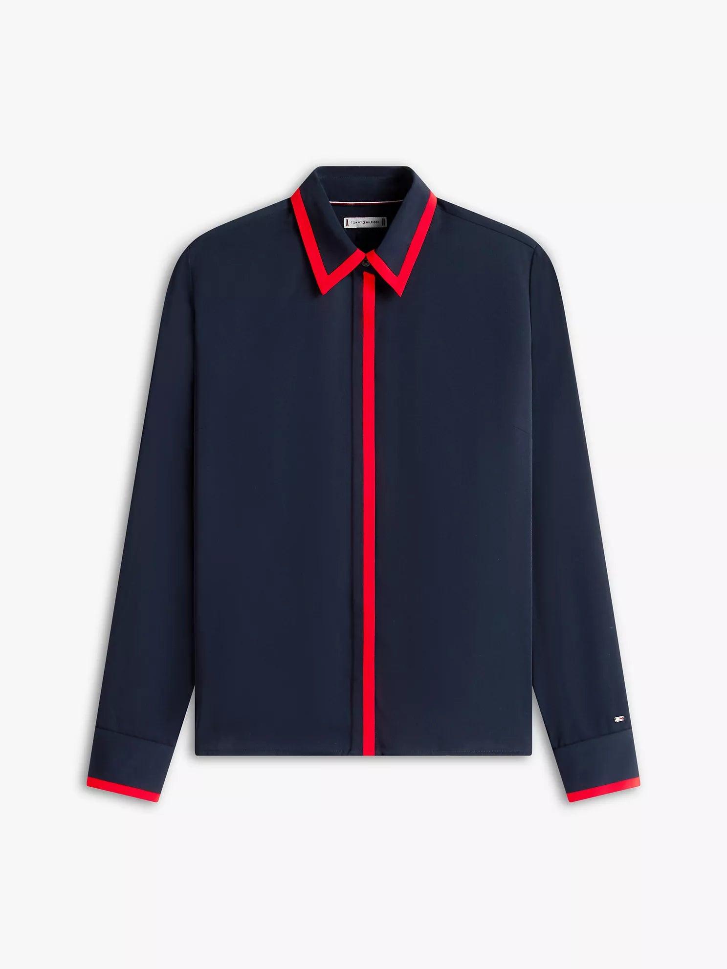 woman Long-Sleeve Contrast Crepe Shirt Tommy Hilfiger