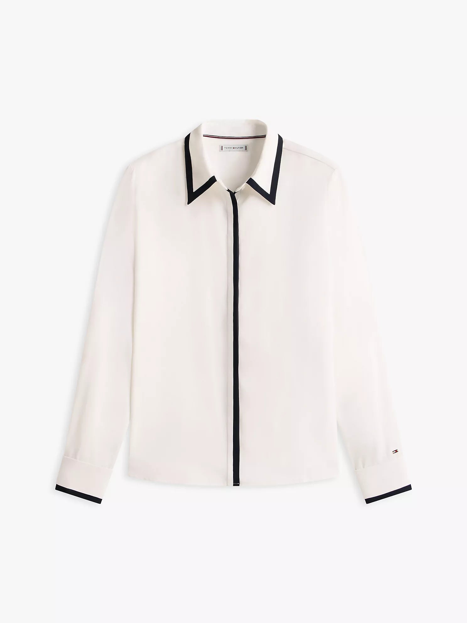 woman Long-Sleeve Contrast Crepe Shirt Tommy Hilfiger