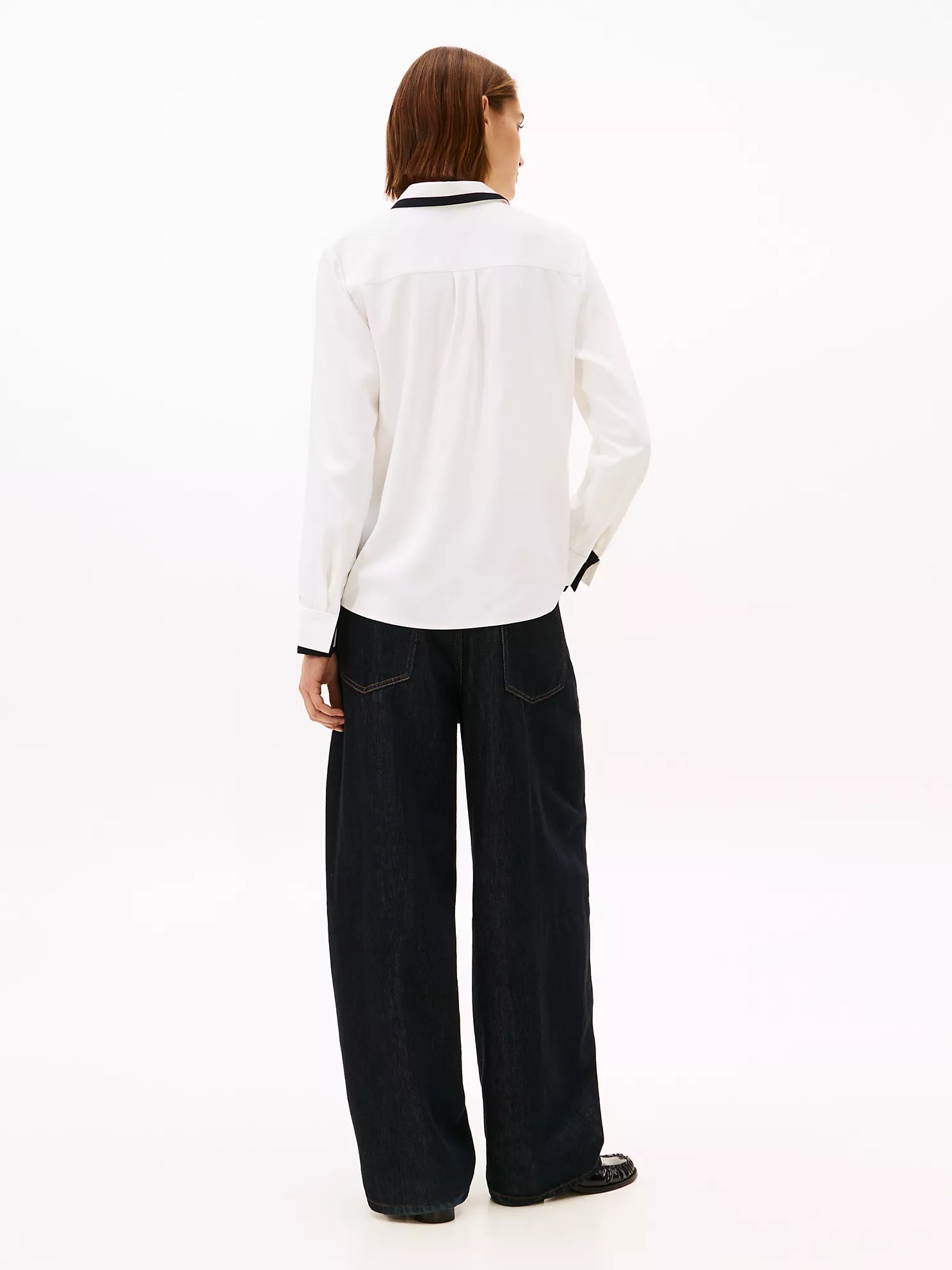 woman Long-Sleeve Contrast Crepe Shirt Tommy Hilfiger