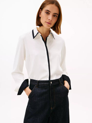 woman Long-Sleeve Contrast Crepe Shirt Tommy Hilfiger