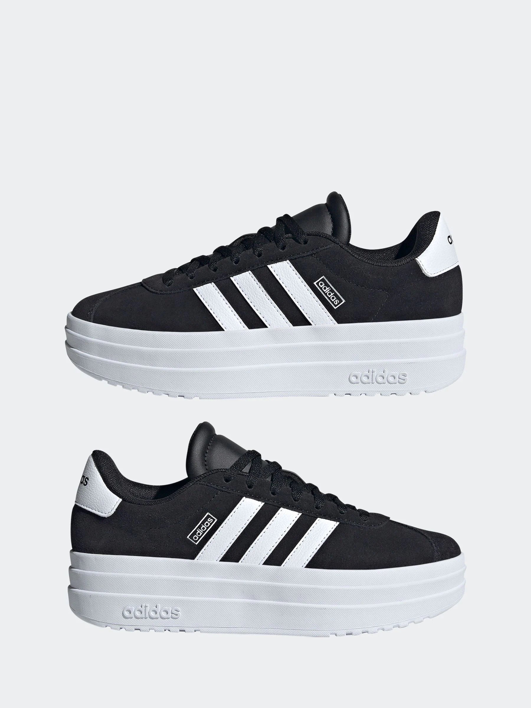 adidas Black/White VL Court Bold Lace Junior Trainers