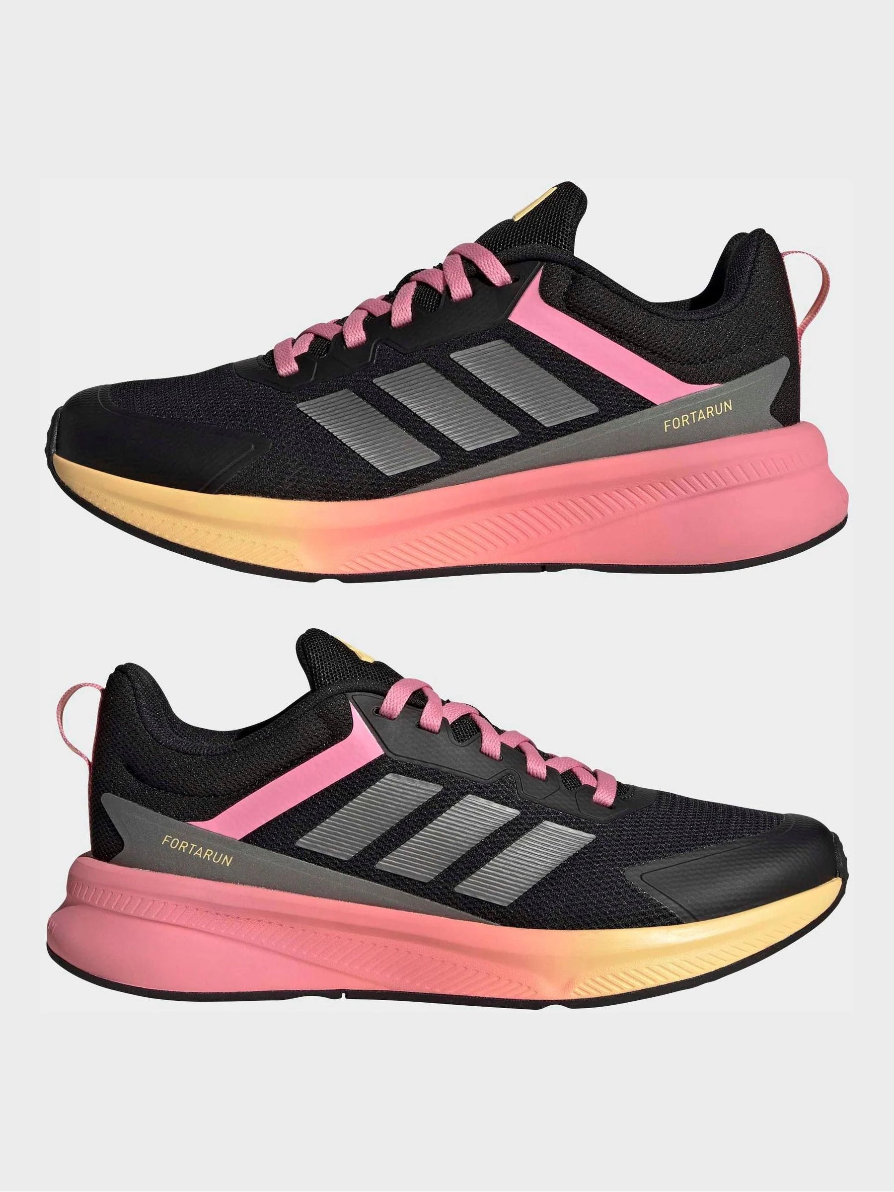 adidas Black/Pink Fortarun 4.0 Lace Junior Trainers