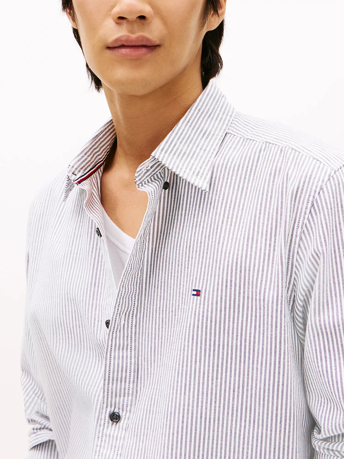 Men Regular Fit Stripe Stretch Oxford Shirt Tommy Hilfiger