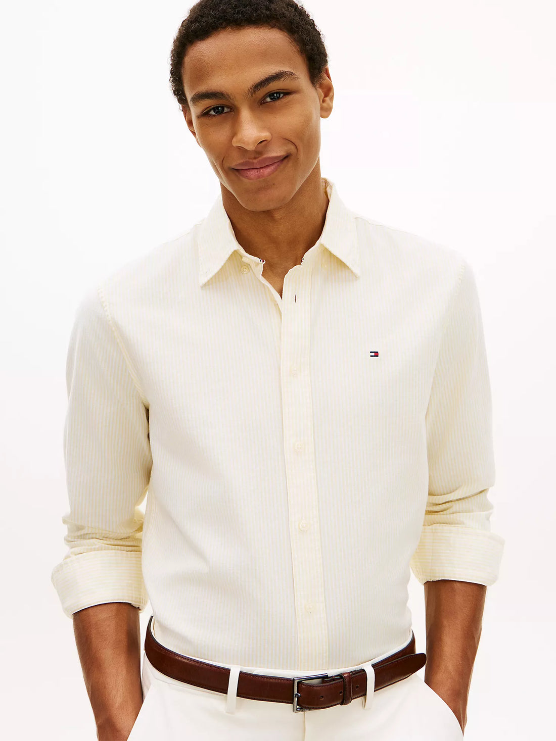 Men Regular Fit Stripe Stretch Oxford Shirt Tommy Hilfiger