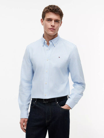 Men Regular Fit Stripe Stretch Oxford Shirt Tommy Hilfiger