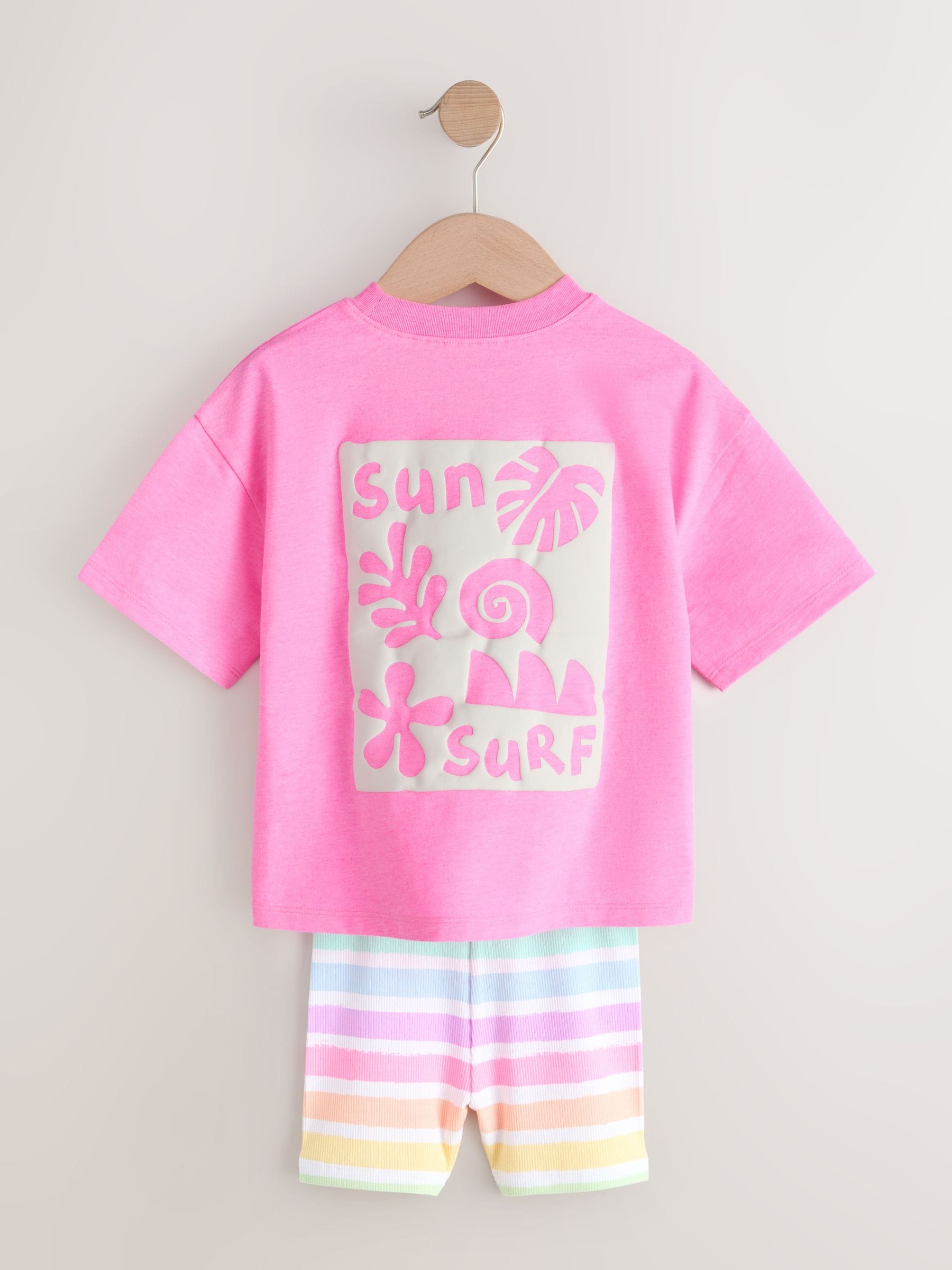 Pink/Cream Top & Cycle Shorts Set 2 Pack (3mths-7yrs)