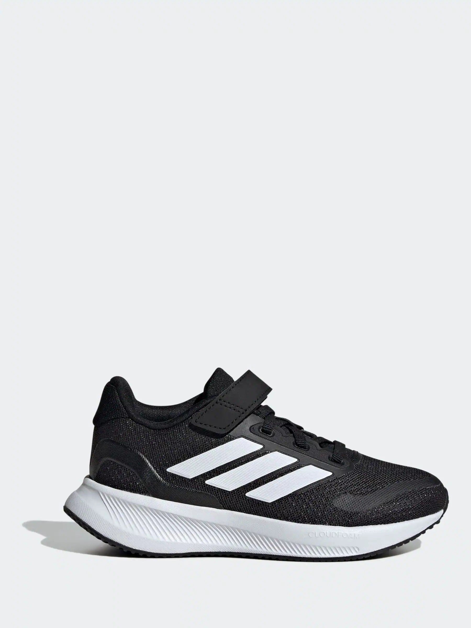 adidas Black/White Runfalcon 5 Elastic Lace Running Kids Trainers