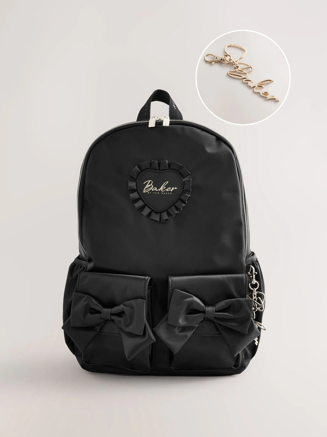 Baker by Ted Baker Black Back to School Childrens Satin Bow Backpack