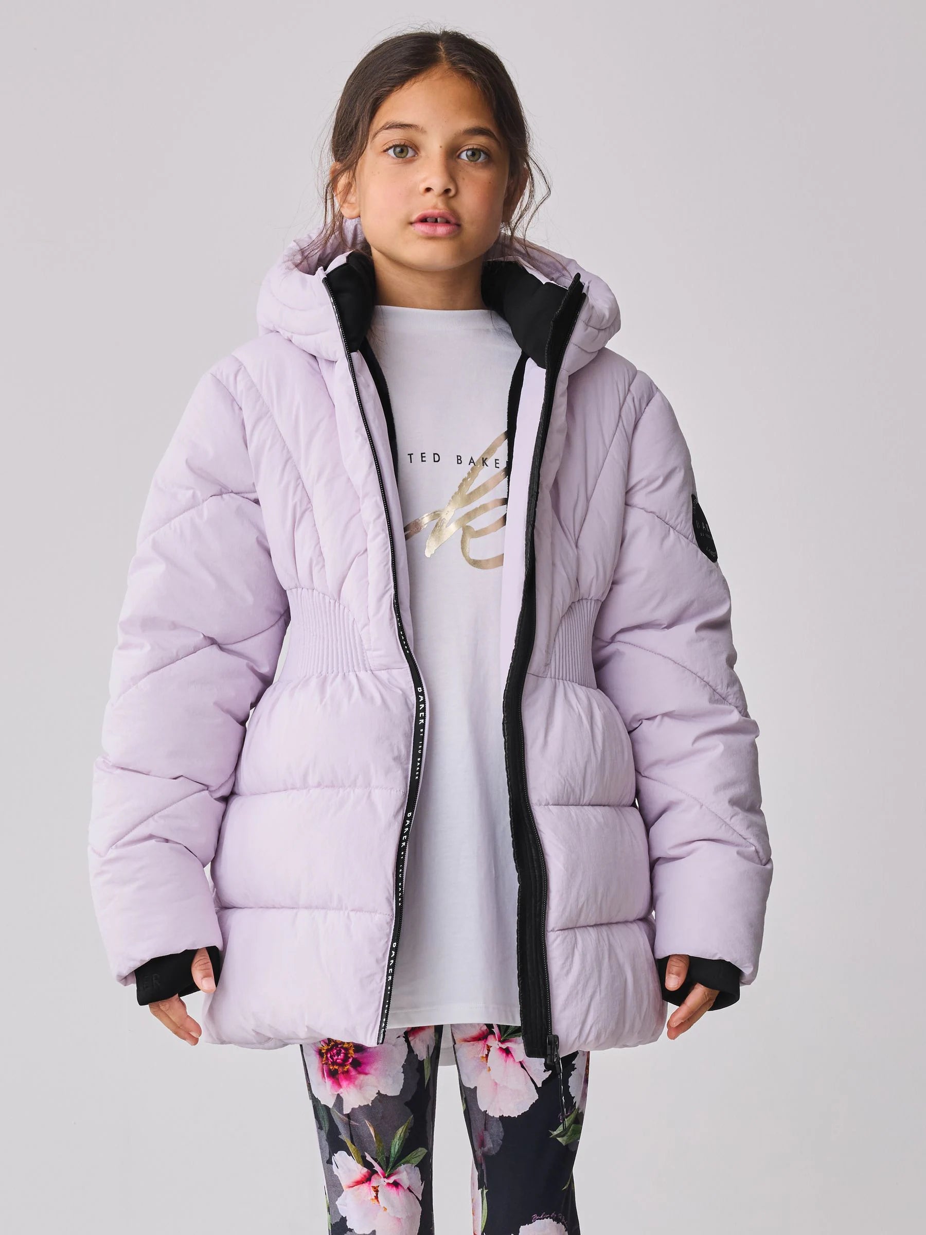 Baker by Ted Baker Shower Resistant Lilac Shirred Padded Coat