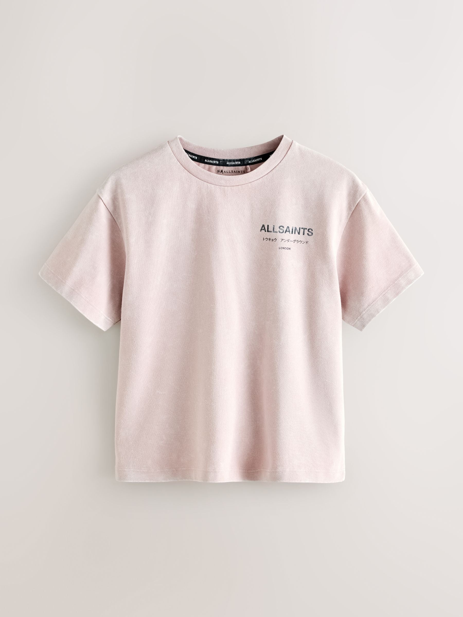 smALLSAINTS Washed Pink Oversized Underground Crew Neck Cotton T-Shirt