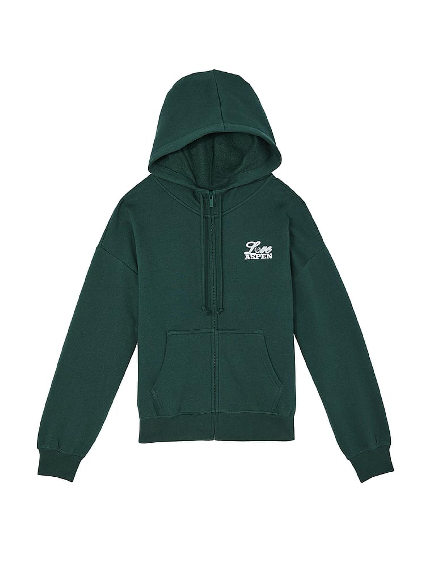 Deep Forest Green Zip Up Fleece Hoodie