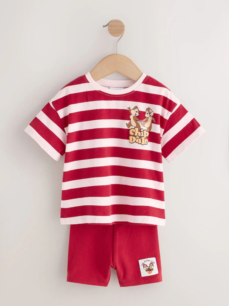 Red Pink Stripe Disney Chip and Dale Shorts Set (3mths-7yrs)
