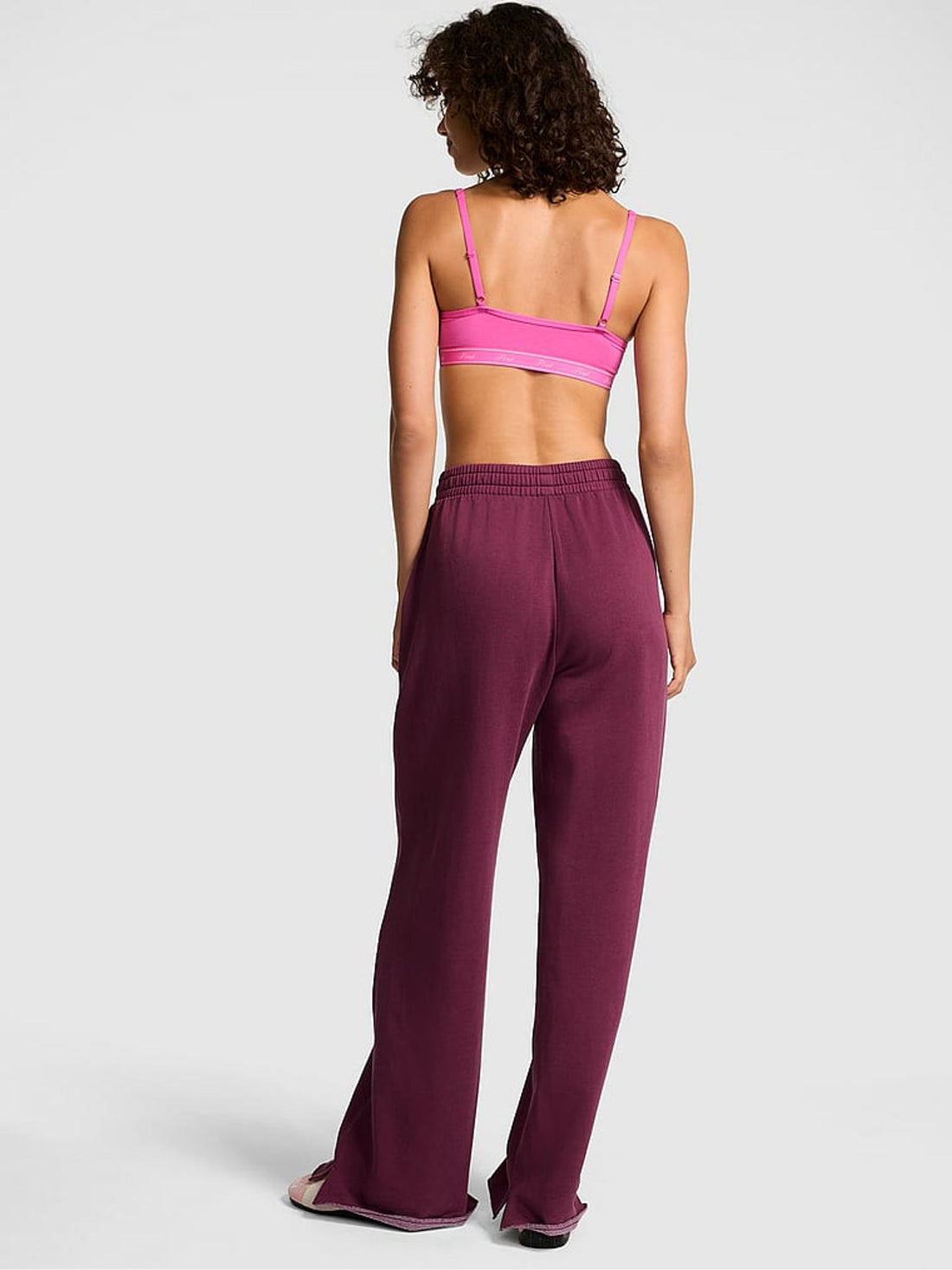 Purple Rose Wide Leg Fleece Joggers