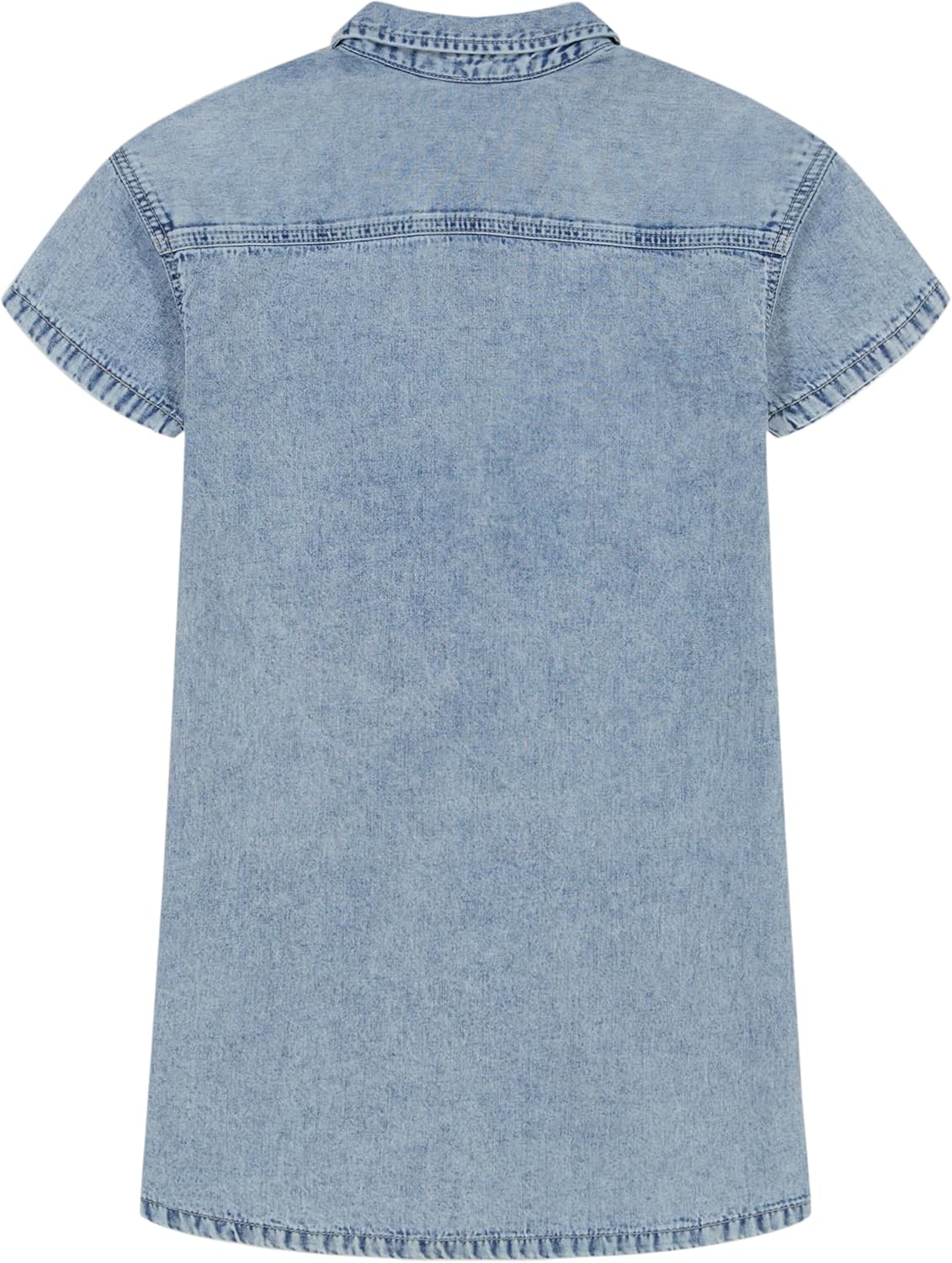 Calvin Klein Girls' Short Sleeve Lightweight Chambray Denim Shirt Dress