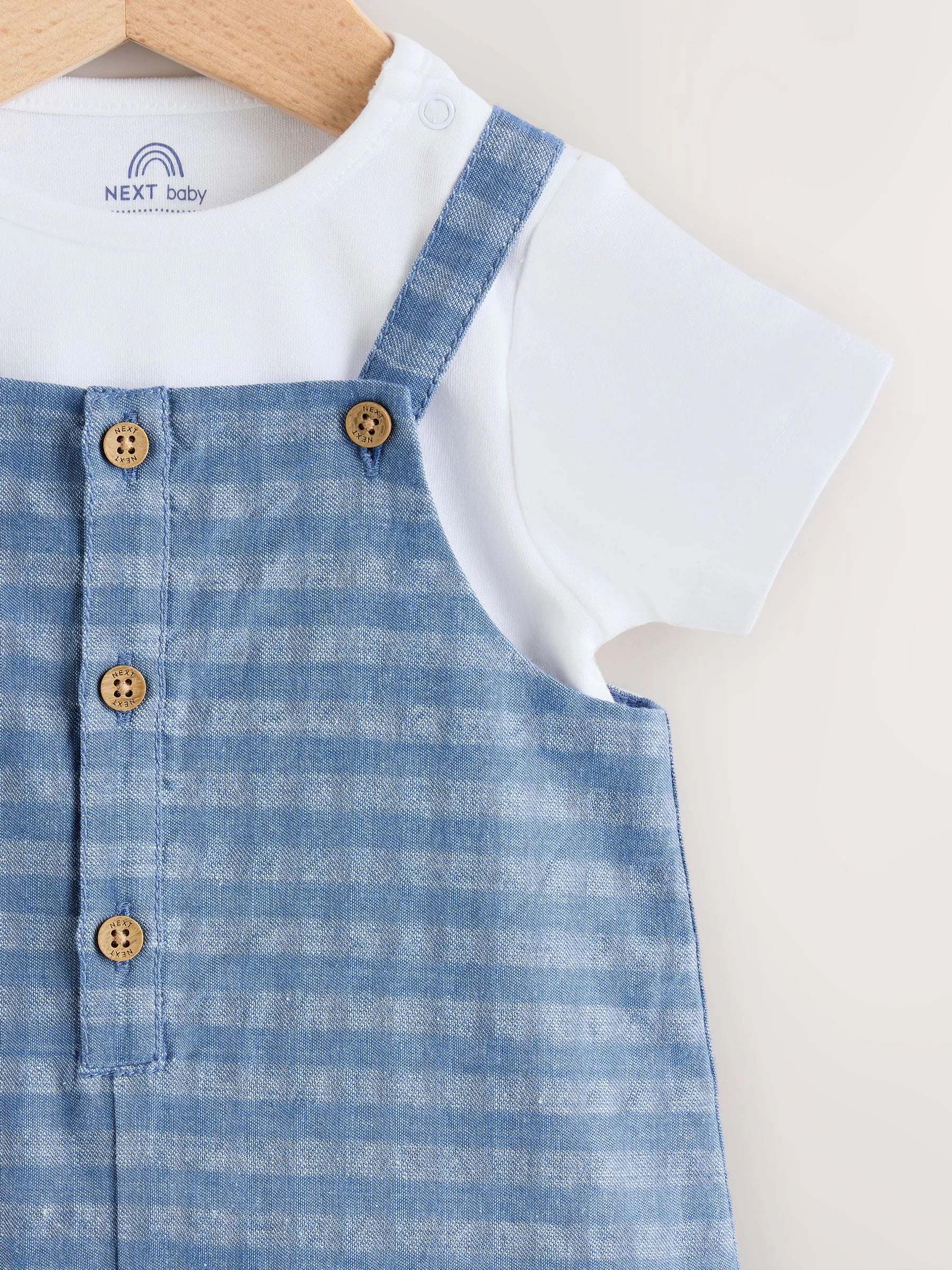 Blue Check Woven Dungaree and Bodysuit Set (0mths-2yrs)