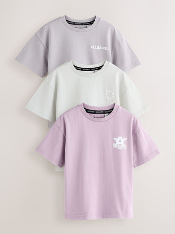 smALLSAINTS Washed Purple Crew Neck T-Shirts 3 Pack