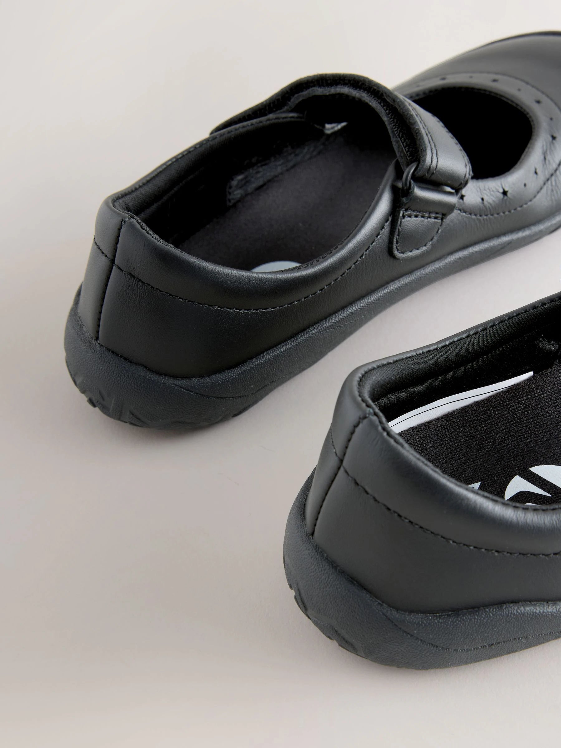 Black Leather Standard Fit (F) Barefoot Mary Jane School Shoes