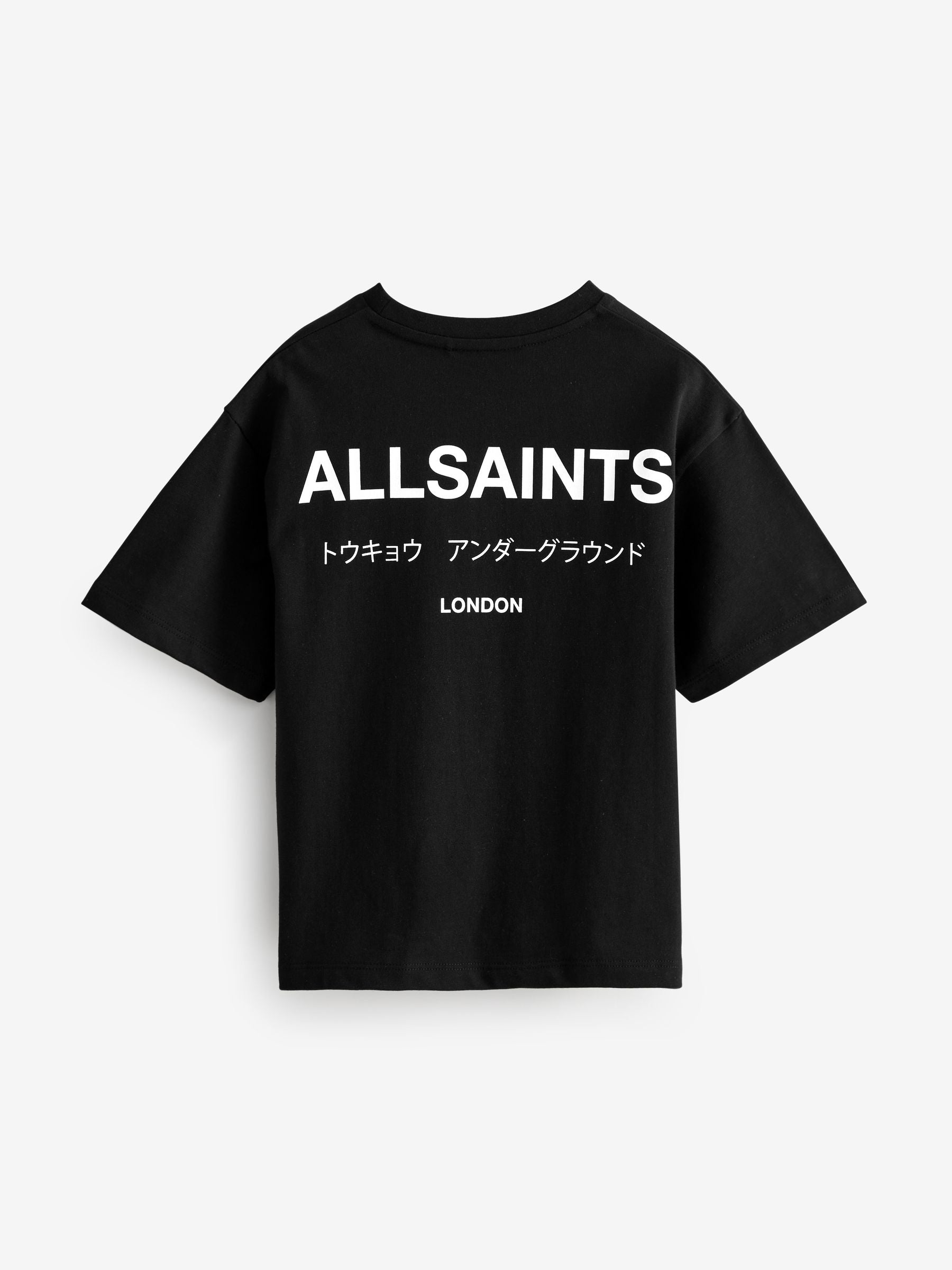 smALLSAINTS Black Oversized Underground Crew Neck Cotton T-Shirt