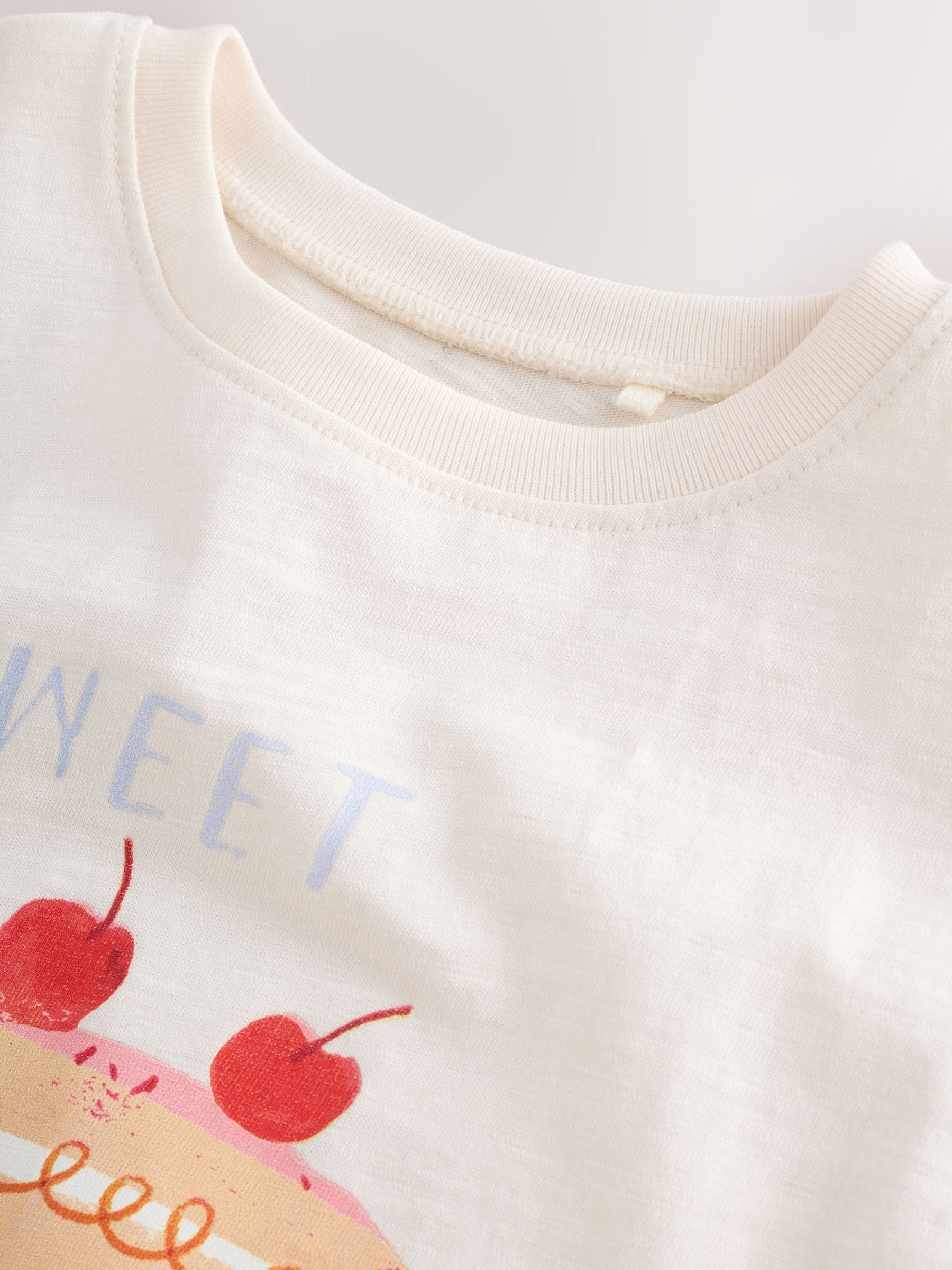 Ecru White Bunny Cherry Short Sleeve T-Shirt and Shorts Set (3mths-7yrs)