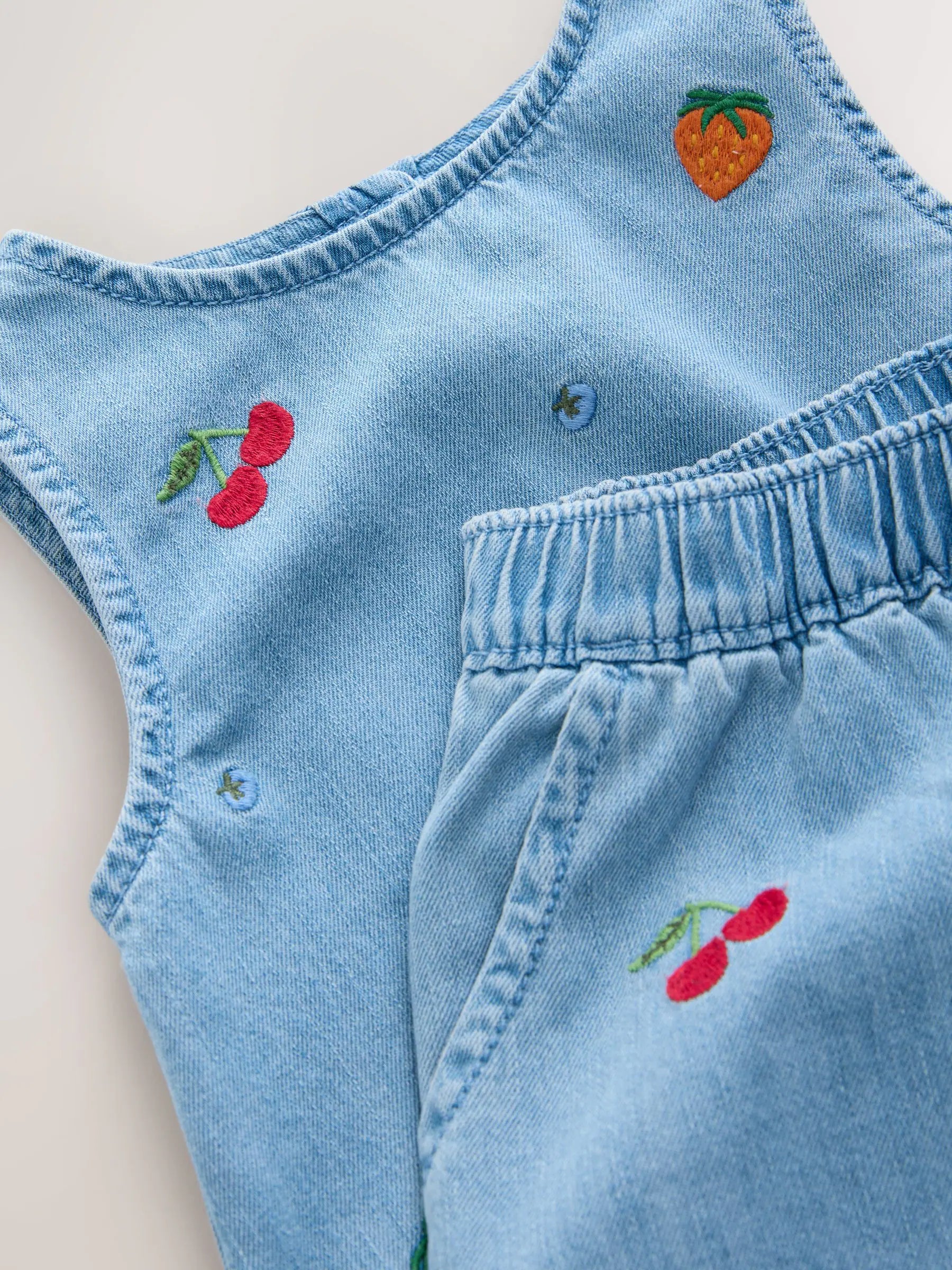Fruit Embroidered Denim Top & Trousers Set (3mths-7yrs)