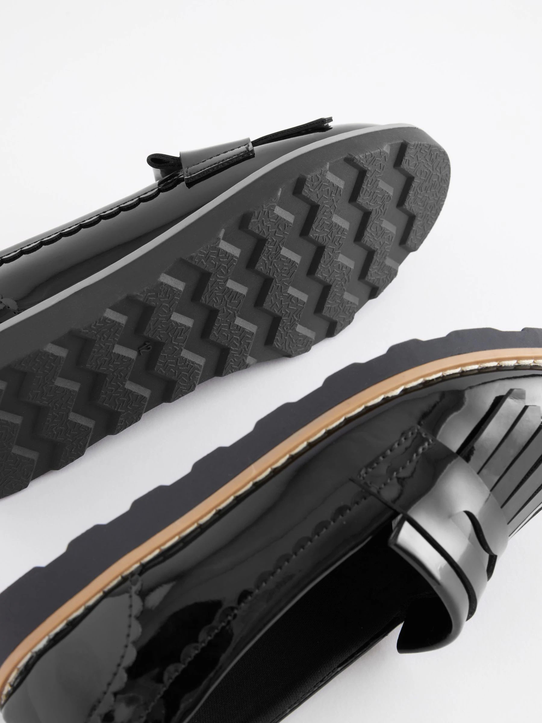 Black Patent Standard Fit (F) School Tassel Loafers