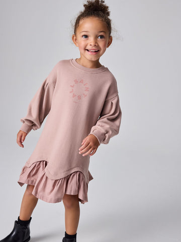 smALLSAINTS Mid Pink Tierra Peplum Younger Girls Sweat Dress
