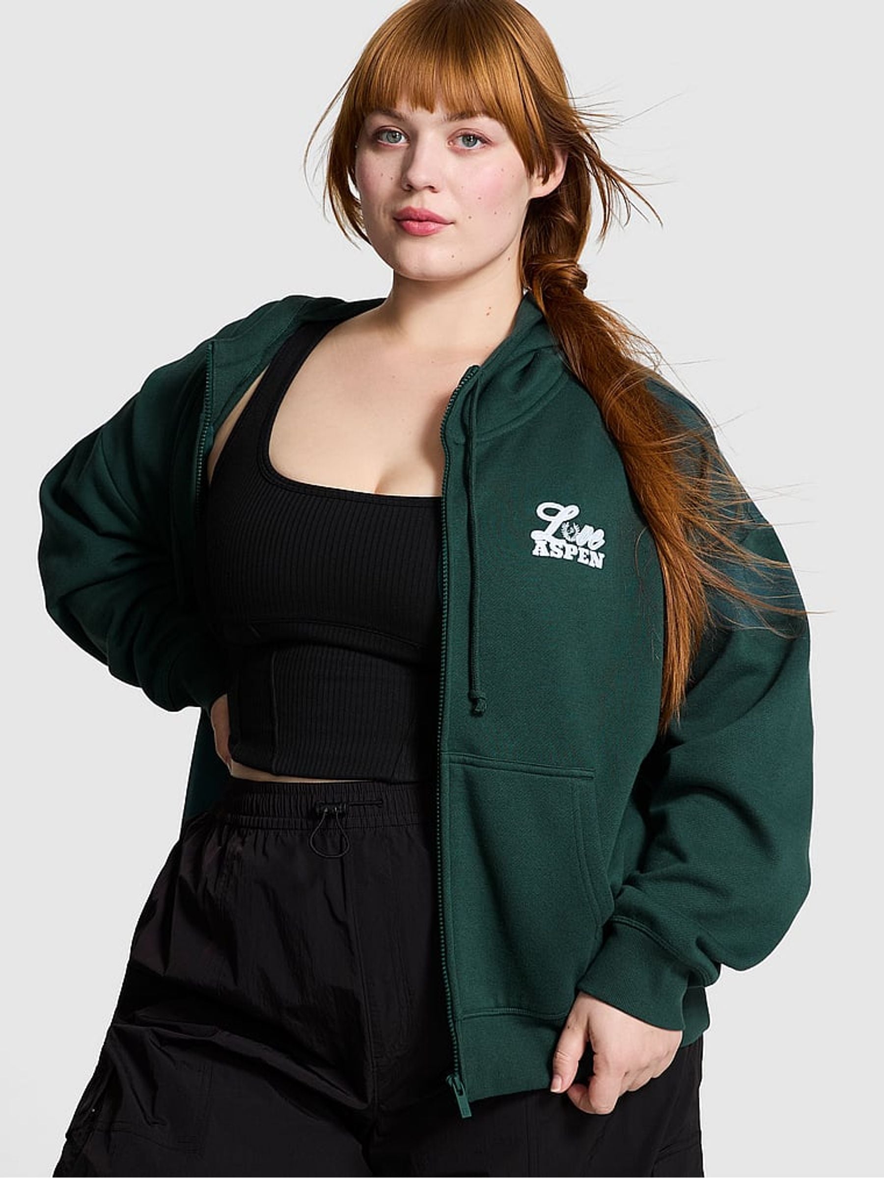 Deep Forest Green Zip Up Fleece Hoodie
