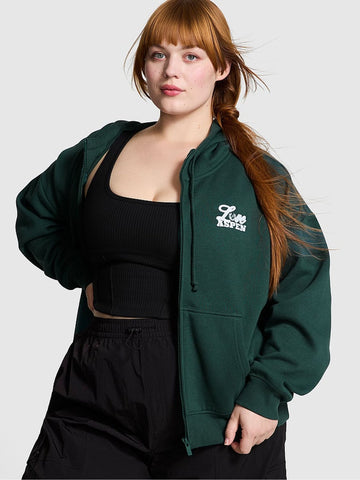 Deep Forest Green Zip Up Fleece Hoodie