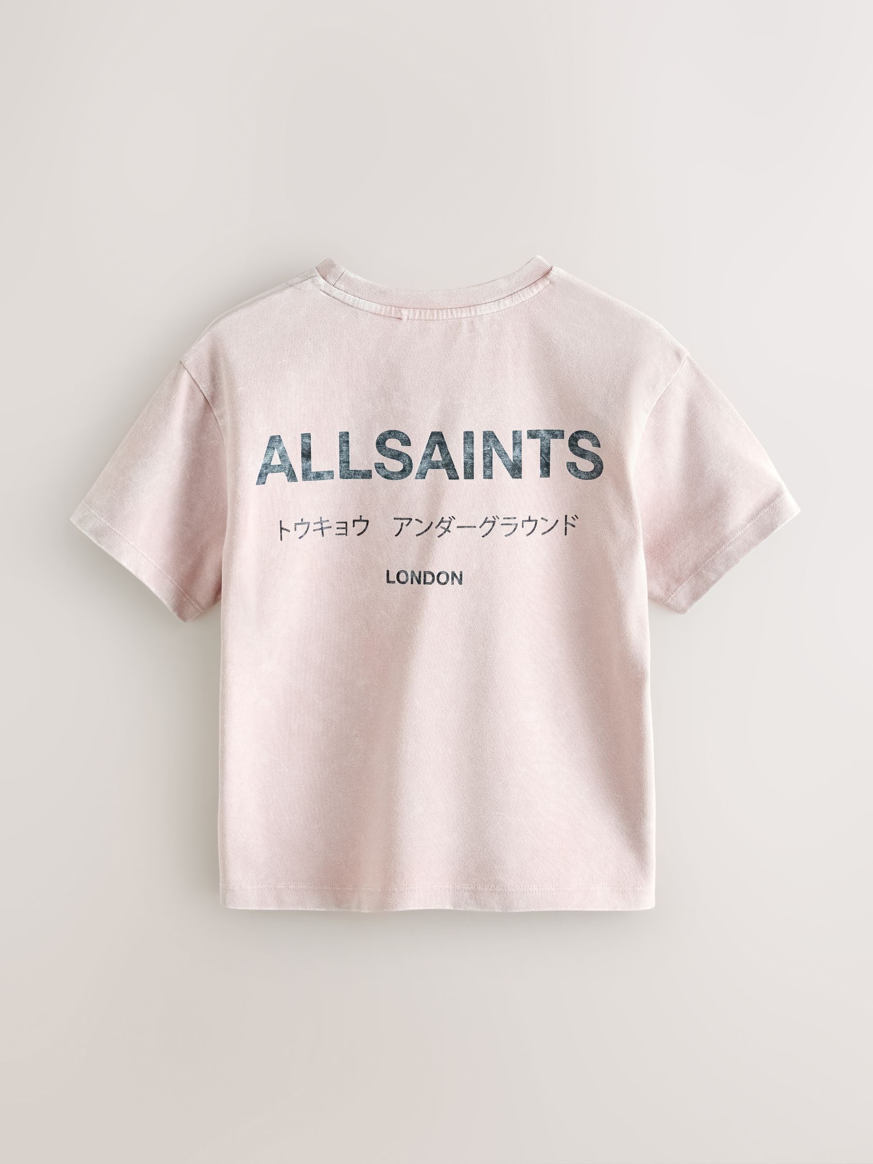 smALLSAINTS Washed Pink Oversized Underground Crew Neck Cotton T-Shirt