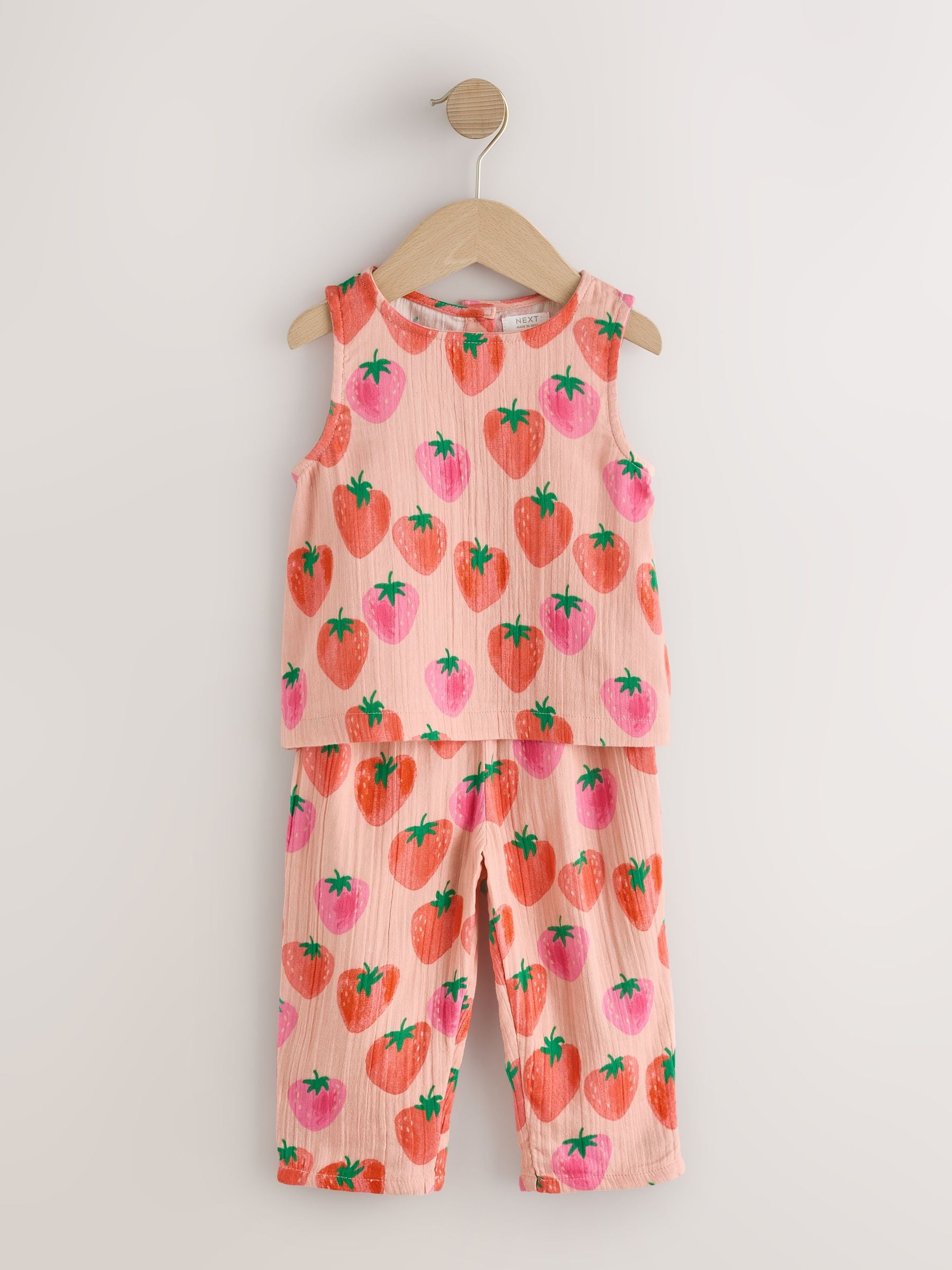 Pink Strawberry Print Top & Trousers Set (3mths-7yrs)