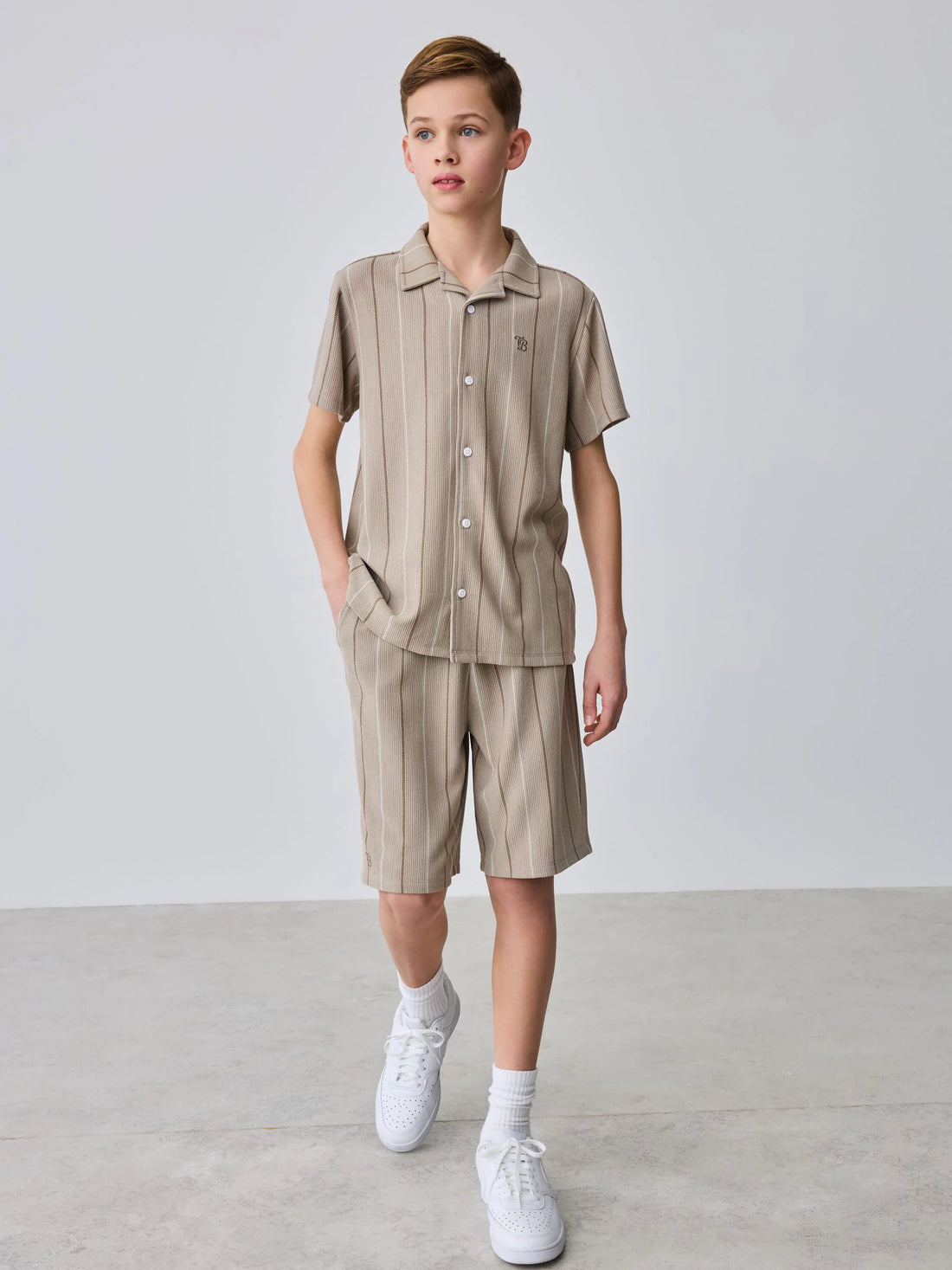 Baker by Ted Baker Stripe Brown Shirt and Shorts Set