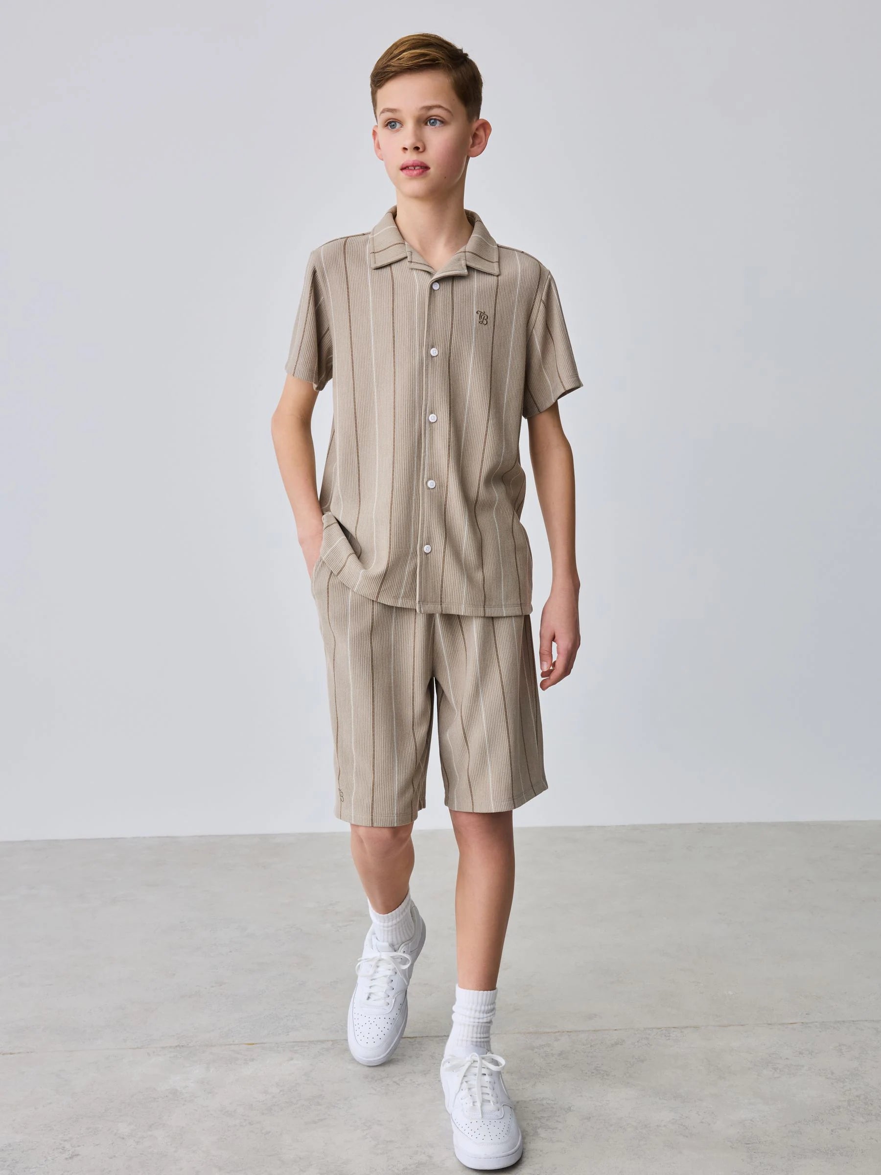 Baker by Ted Baker Stripe Brown Shirt and Shorts Set